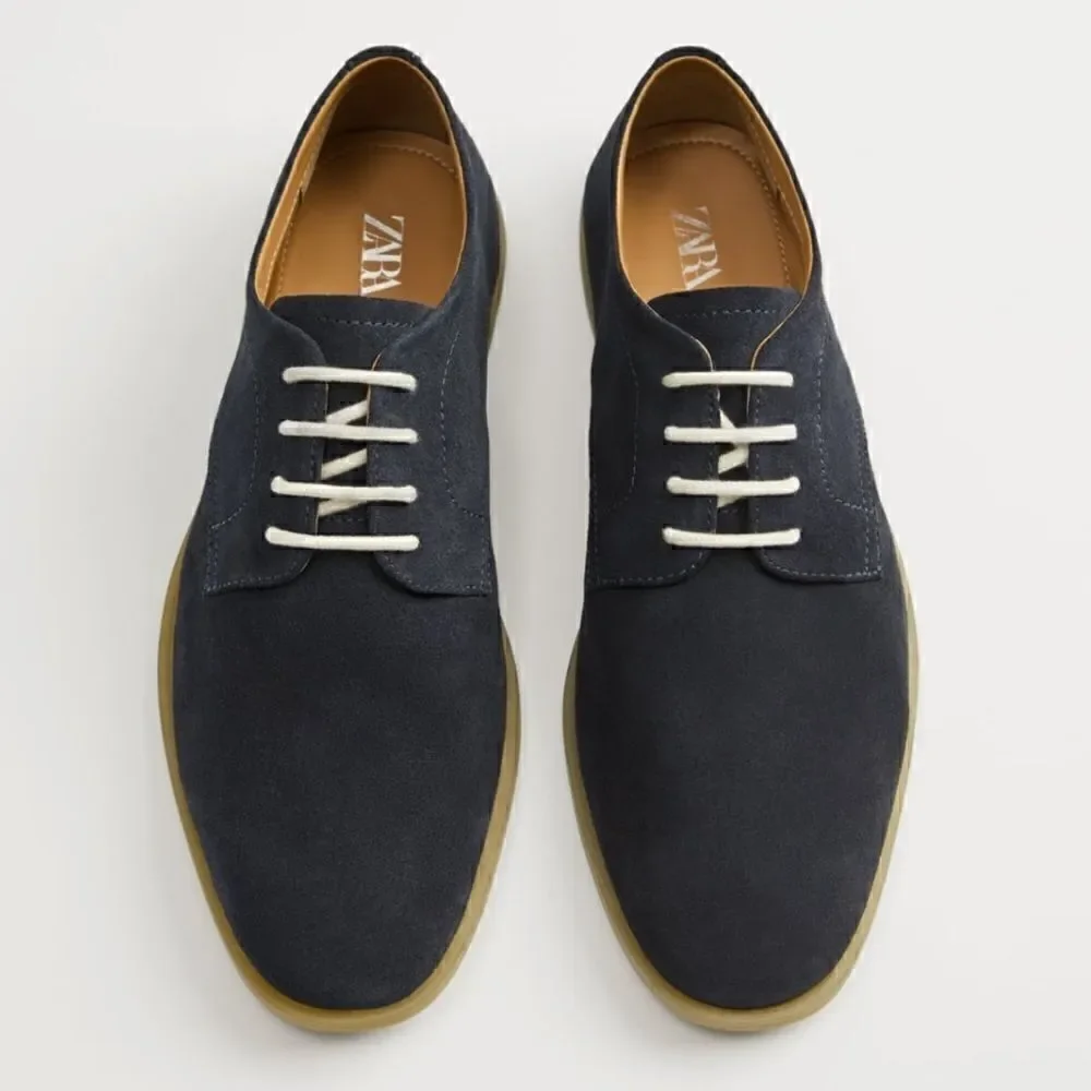 NWT Zara Soft Split Leather Derby Shoes
